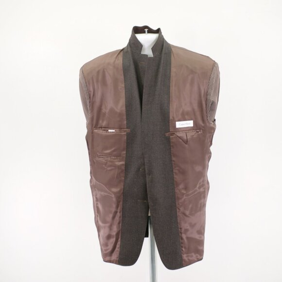 Calvin Klein Brown Black Soft Wool Star Check 2 Button 40S Tagged 40R Sport Coat - Picture 10 of 11